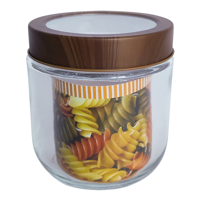JAR WITH TRANSPARENT LID 350 ML WOOD BRIO