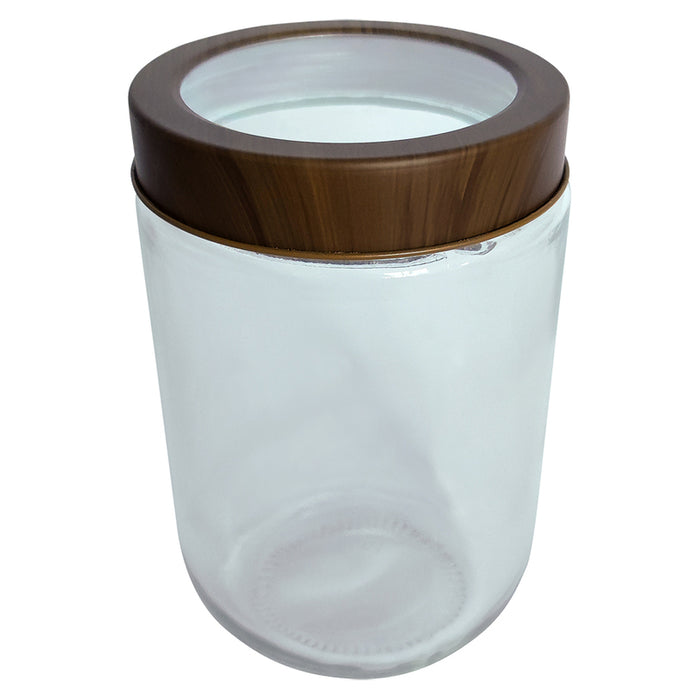 JAR WITH TRANSPARENT LID 600 ML WOOD BRIO