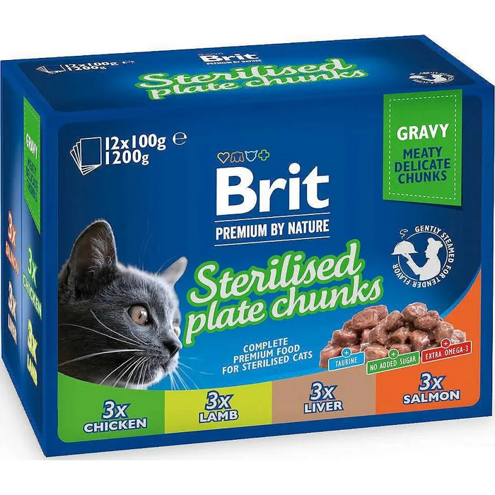 BRIT Premium Cat Sterilised Plate - wet cat food - 12x100g - Wet foodDLK-KAM<<<For the catDLK<<<ActionPL