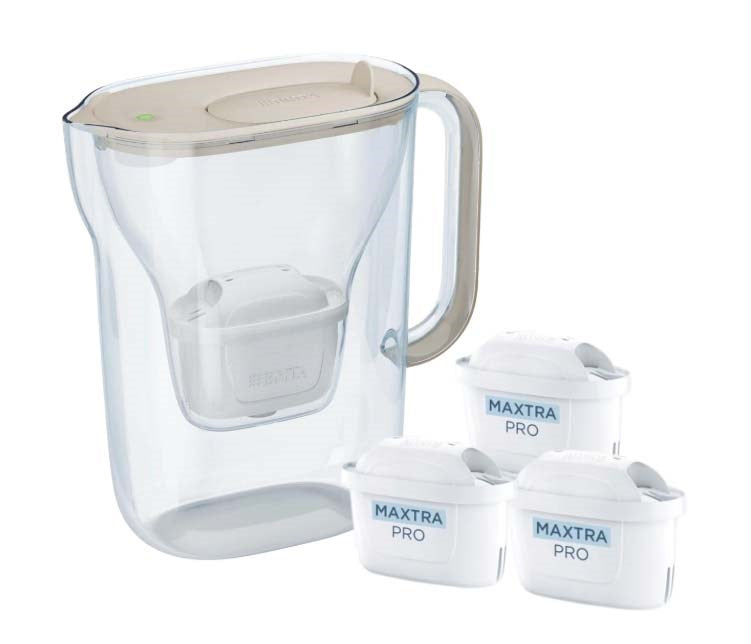 Brita Style Essential filter jug + 3 Maxtra Pro Pure Performance filter cartridges (sand-coloured)