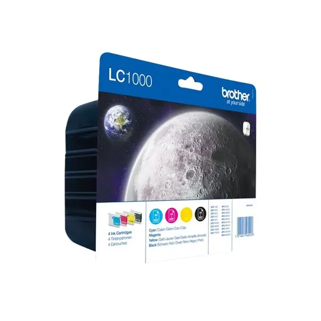 BROTHER LC-1000 ink cartridge black and tri-colour standard capacity black 500 pages colour 400 pages 4-pack blister