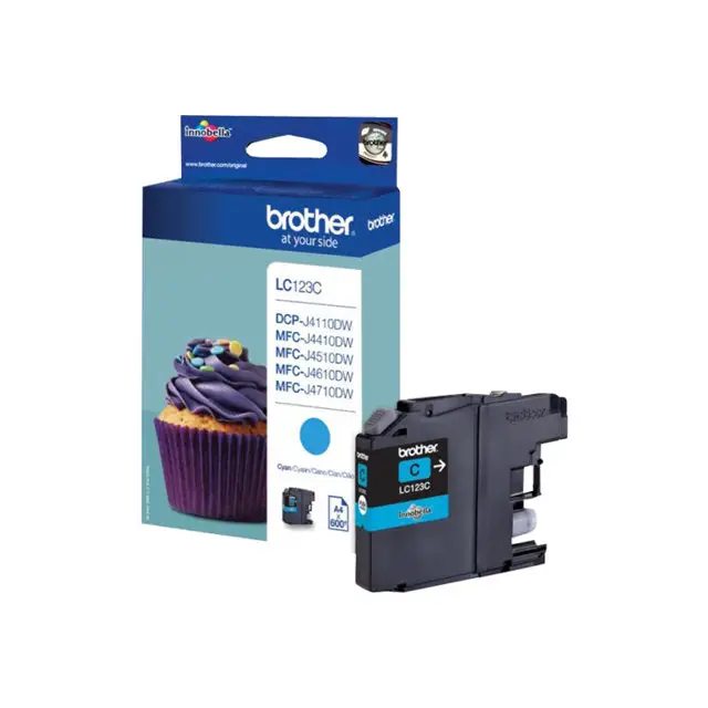 BROTHER LC-123 ink cartridge cyan high capacity 600 pages 1-pack blister without alarm - Мастила и Мастилени