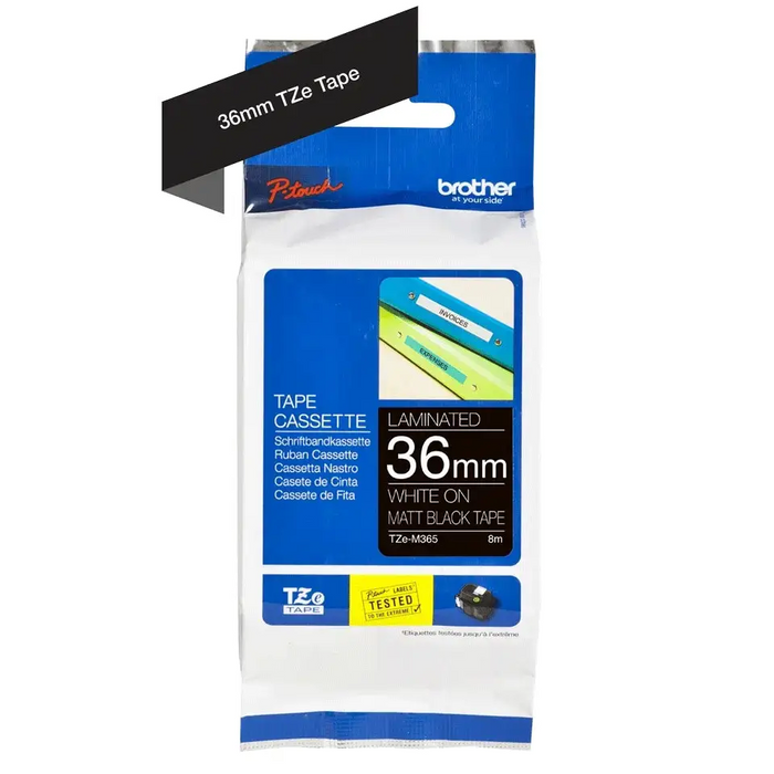 BROTHER TZeM365 tape white on blank black surface 36mm - Ленти и Етикети<<<Консумативи - Принтер за етикети<<<Печат