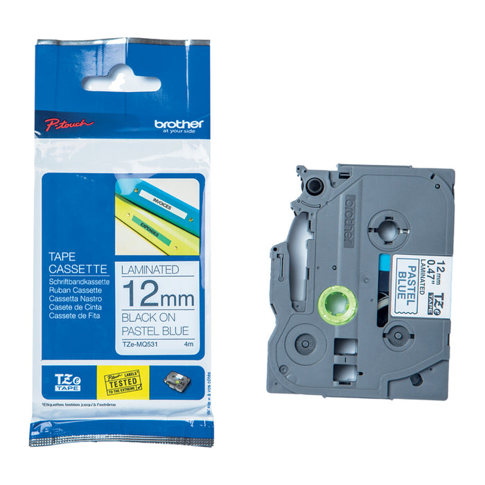 LAMINATED TAPE 12MM BLUE 4M BROTHER TZE-MQ531