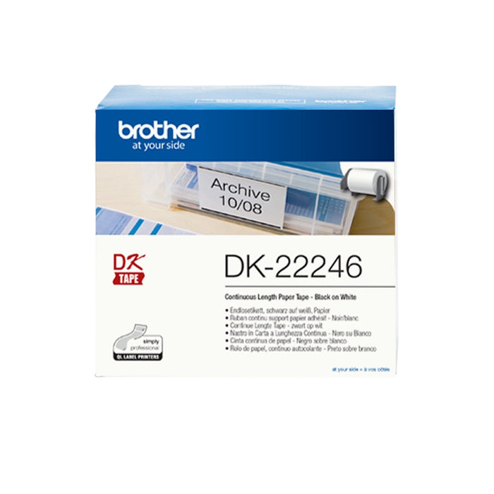 Brother DK-22246 Continuous Paper Label Roll - Black on White, 103mm wide