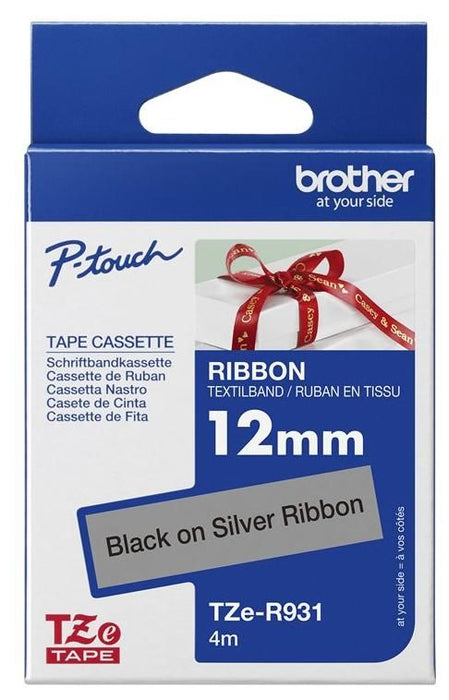 BROTHER P-Touch 12mm light grey/gold ribbon tape