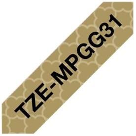 BROTHER TZe-MPGG31 black on gold geometric 4m long