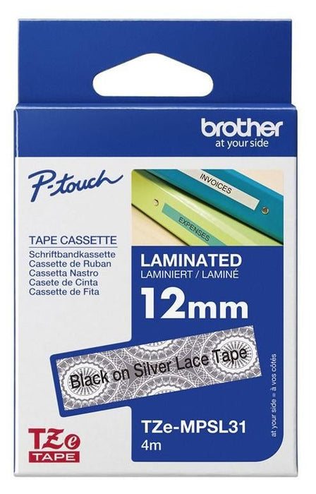 BROTHER TZe-MPSL31 tape black/grey lace pattern 12mm/4m