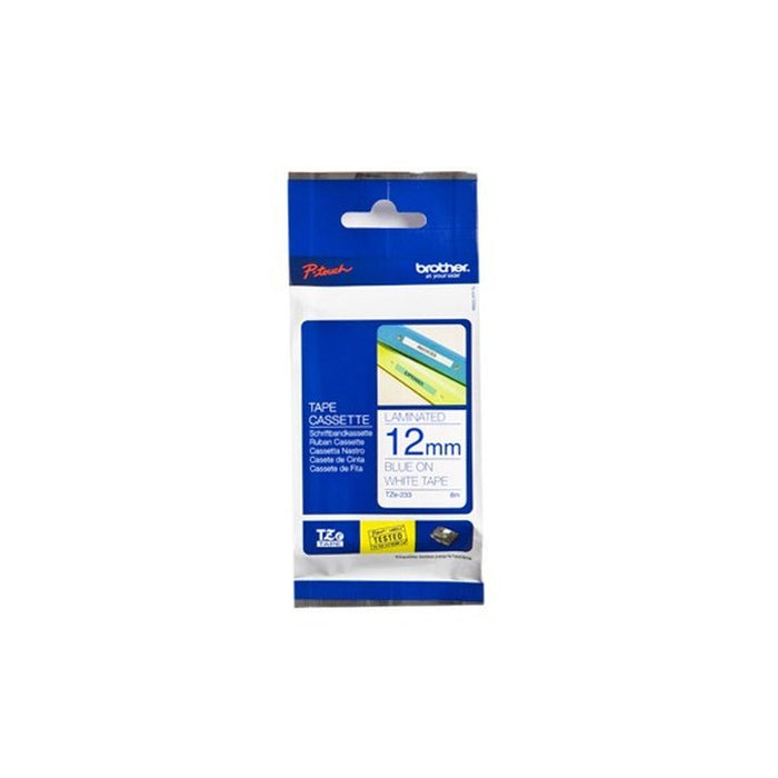 Brother TZe-233 Tape Blue on White, Laminated, 12mm, 8m - Eco