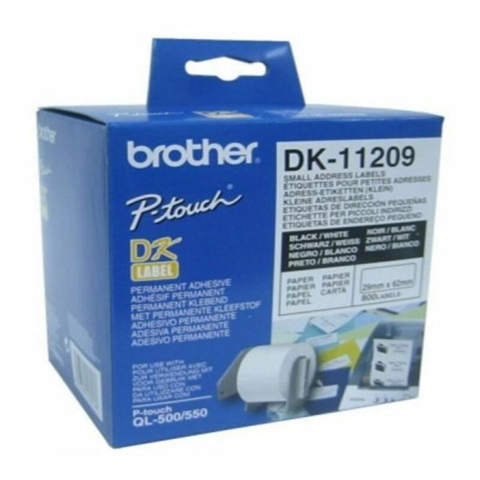 Brother DK-11209 Small Address Paper Labels, 29mmx62mm,  800 labels per roll, (Black on White)