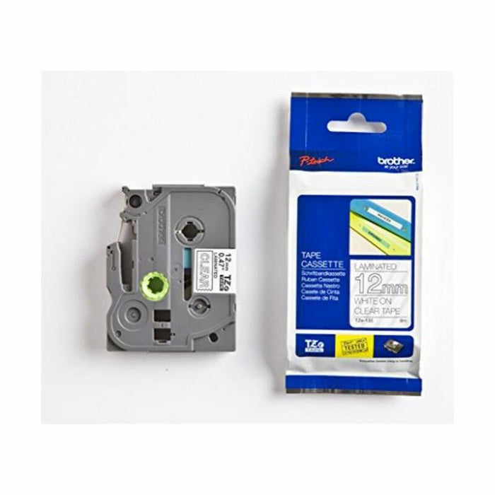 Brother TZe-135 Tape White on Clear, Laminated, 12mm, 8m - Eco