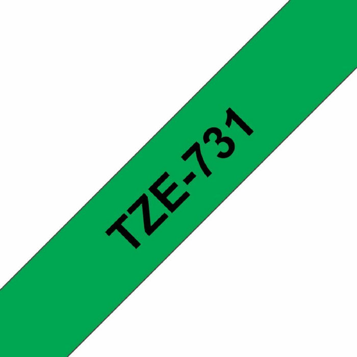 Brother TZe-731 Tape Black on Green, Laminated, 12mm, 8m - Eco