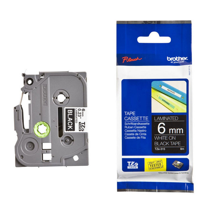 Brother TZe-315 Tape White on Black, Laminated, 6mm, 8m - Eco