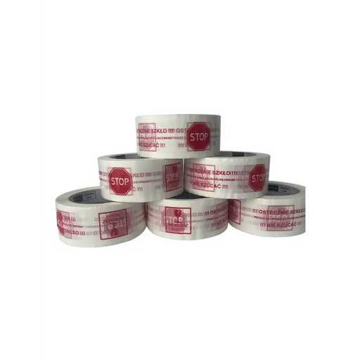 BSTech adhesive tape with print 48x100m ’Careful glass’ 6 pcs - Wrapping tapesARP-TAS<<<Wrapping suppliesARP<<<ActionPL