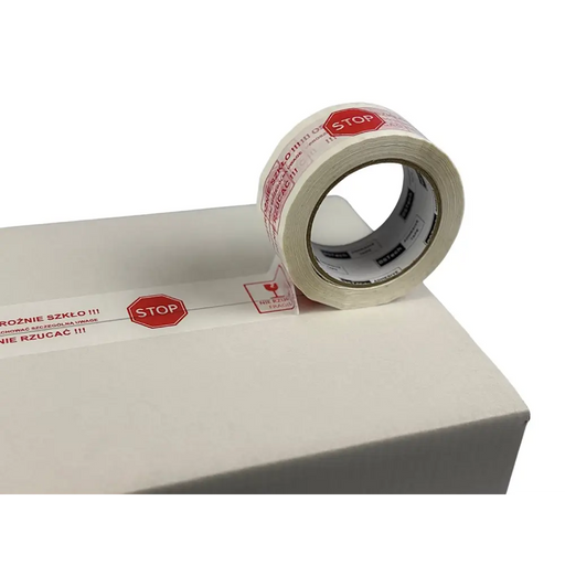 BSTech adhesive tape with print 48x100m ’Careful glass’ 6 pcs - Wrapping tapesARP-TAS<<<Wrapping suppliesARP<<<ActionPL