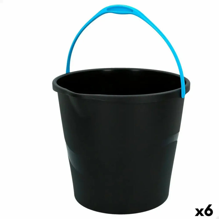 Bucket with Handle Colorbaby Black 10 L 29,5 x 26 x 28,5 cm (6 Units) - Почистване Прахосмукачки И Гладене<<<Дом