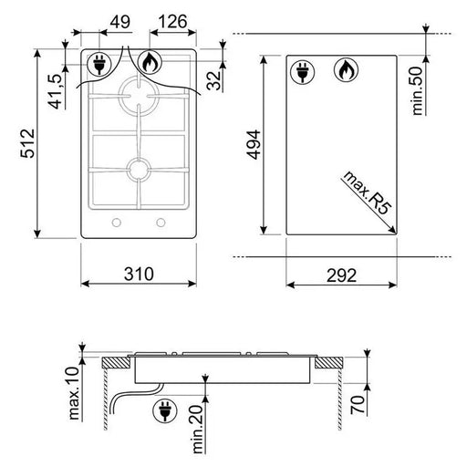 Built-in gas hob SMEG PGF32G Gas - Газови плотове<<<Плотове<<<Уреди за вграждане<<<ZoraSite