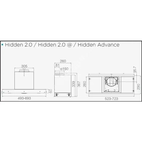Built-in hood ELICA Hidden 2.0 IX 52/60 - Аспиратори за пълно вграждане<<<Абсорбатори за вграждане<<<Уреди за