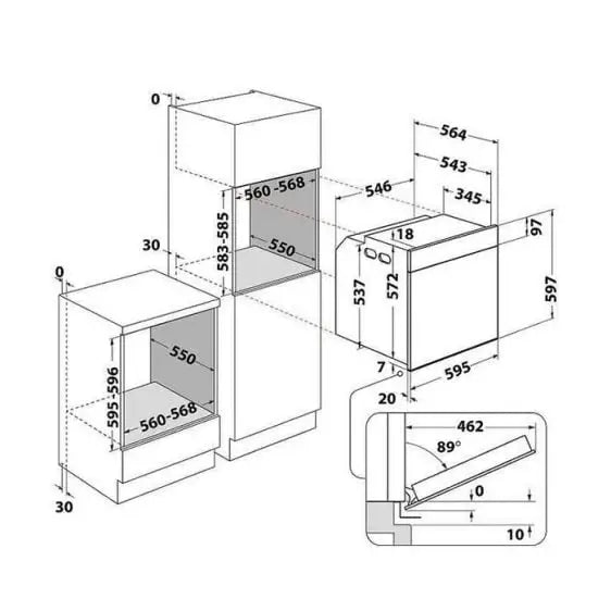 Built-in oven WHIRLPOOL WOI4S8HM2SBA 73 l Hydrolitic - Стандартни фурни<<<Фурни за вграждане<<<Уреди за