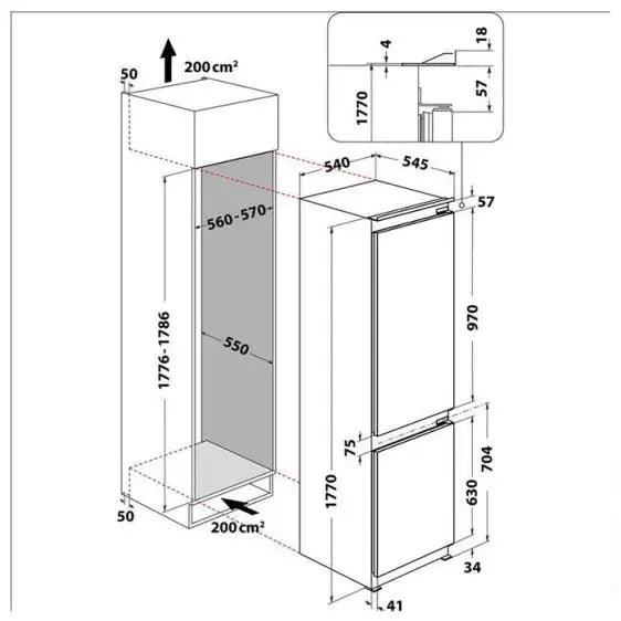 Built-in refrigerator WHIRLPOOL ART 66122 273 l LessFrost 177 cm - Хладилници за вграждане с фризер<<<Хладилници за