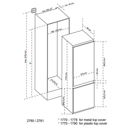 Built-in refrigerator with freezer Sharp SJ-BE250T0XS 251 l E Static Yes - Хладилници с фризер<<<Хладилници<<<Уреди за
