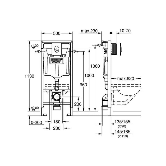 BUILT-IN STRUCTURE GROHE RAPID SL - Структури и комплекти за вграждане<<<Санитарна керамика и