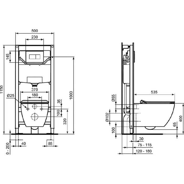 BUILT-IN STRUCTURE KIT IDEALSTANDARD PROSYS 120P TESI AQUABLADE - Структури и комплекти за вграждане<<<Санитарна