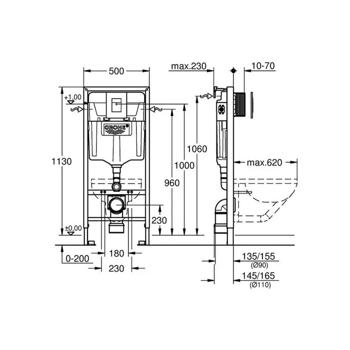 BUILT-IN STRUCTURE WITH BUTTON GROHE RAPID SL 38772001 - Структури и комплекти за вграждане<<<Санитарна керамика и