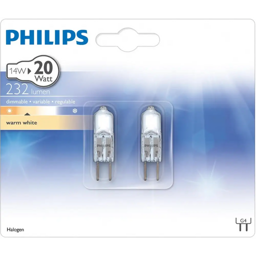 Bulb Philips Halogen amp 14 = 20W/2BL 12V G4 - Крушки<<<Дом и градина<<<TechMart
