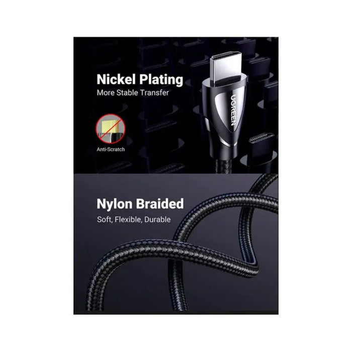 CABLE 8K HDMI/HDMI BRAIDED 5m HD140 UGREEN - Кабели аудио / видео<<<Аксесоари за мобилни устройства и ТВ<<<AmperelB2B