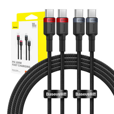 Cable Baseus Cafule USB-C to USB-C 100W,2m 2psc (Red Black Grey Black) - USB-C to USB-C<<<USB cables<<<GSM