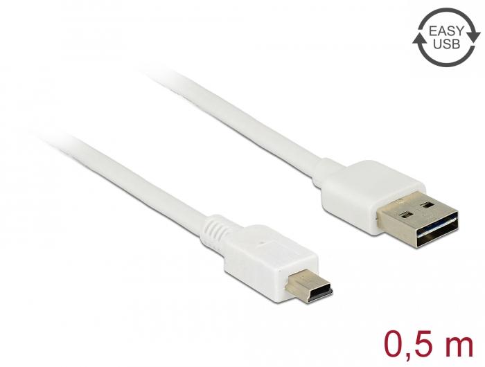 Cable DeLock EASY USB 2.0 Type-A male > USB 2.0 Type Mini-B male 0.5 m - Кабели за мобилни