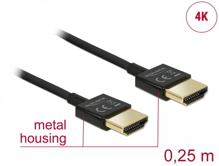 Cable Delock HDMI-A male - HDMI-A male Ethernet 3D 4K 0.25 m Black - Видео кабели<<<Кабели<<<ValiAPI