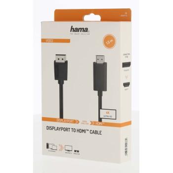 Cable HAMA 200712 DisplayPort v.1.2 male - HDMI male Ultra-HD 4K 1.5m Black - Видео