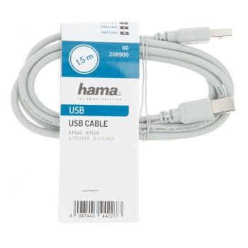 Cable HAMA 200900 USB-A male - USB-B male 1.5 m - Кабели за