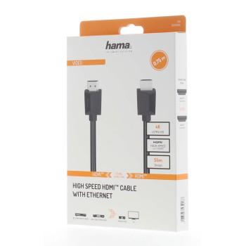 Cable HAMA 205004 HDMI male - HDMI male 4K 18Gbit/s Ethernet 0.75 m Shielded Black - Видео кабели<<<Кабели<<<ValiAPI