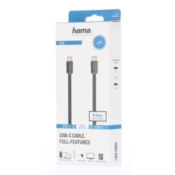 Cable HAMA eMarker chip USB 3.2 Gen 2 USB-C male - USB-C male 1 m 10 Gbit/s 5A/100W - Кабели за мобилни