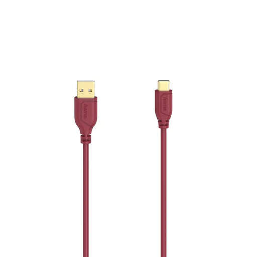 Cable Hama Flexi-Slim USB-C - USB-A 2.0 male 0.75m thin gold-plated red - Кабели за мобилни