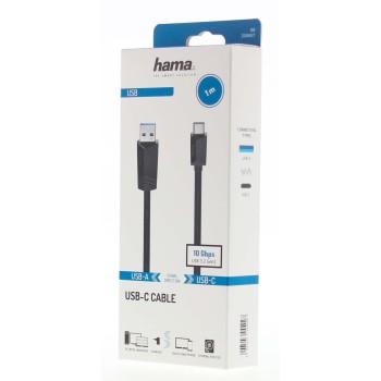 Cable HAMA USB 3.2 Gen 2 USB-C male - USB-A male 1 m 10 Gbit/s. 3A - Кабели за мобилни