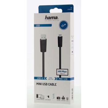 Cable HAMA USB-A male - USB-B mini male 1.5 m - Кабели за мобилни