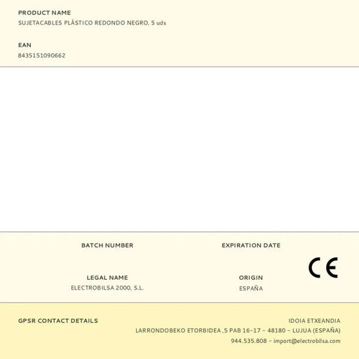 Cable holder F-line Black Plastic 5 Units - Компютър Мрежи и компоненти<<<Компютри| Електроника<<<BigBuy&&&Окабелени