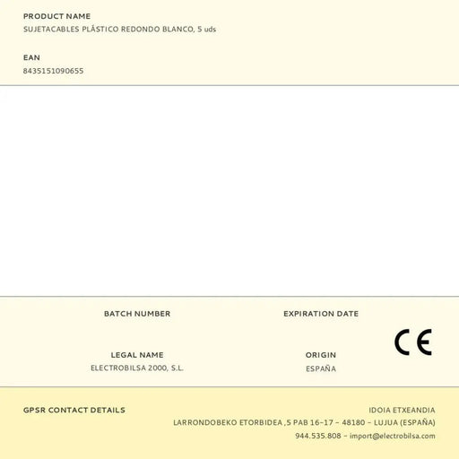 Cable holder F-line White Plastic 5 Units - Компютър Мрежи и компоненти<<<Компютри| Електроника<<<BigBuy&&&Окабелени