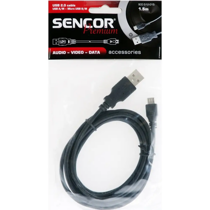 Cable Sencor SCO 512-015 USB A/B-Micro 1.5m - Кабели<<<Периферия<<<Компютри и периферия<<<TechMart