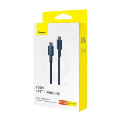 Cable USB-C do USB-C Baseus Tungsten Gold 100W 1m (niebieski) - USB-C to USB-C<<<USB cables<<<GSM