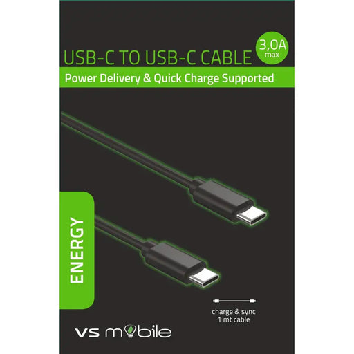 CABLE VSMOBILE USB-C PD/QC 3A 1 m BLACK - Зарядни устройства<<<Батерии и фенери<<<Осветление<<<Praktiker&&&Аксесоари за