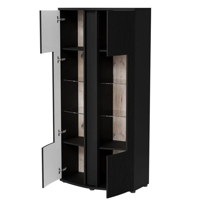 Cama 2D display cabinet MICHELLE 86x35-47xH180 black/viking oak - Buffets and display cabinets on a wooden