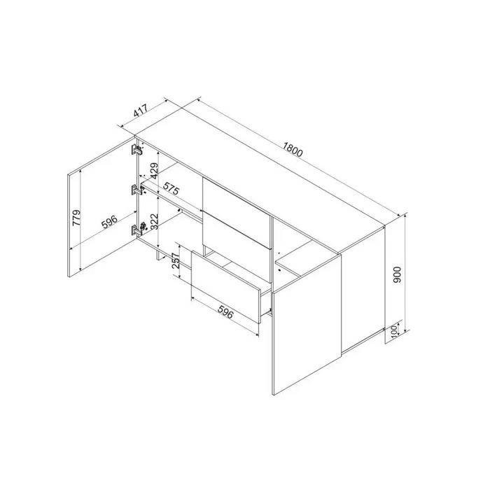 Cama 2D3S ALMA chest of drawers 180x41.5xH90 cashmere - Chests of drawers made of furniture