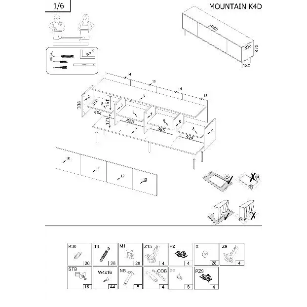 Cama 4D MOUNTAIN chest of drawers 204x40x72 black + gold - Chests of drawers made of furniture