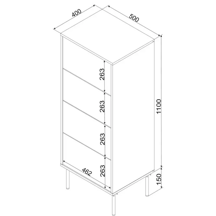 Cama 4S TRESSE chest of drawers 50x40x125 cashmere matt - Chests of drawers made of furniture