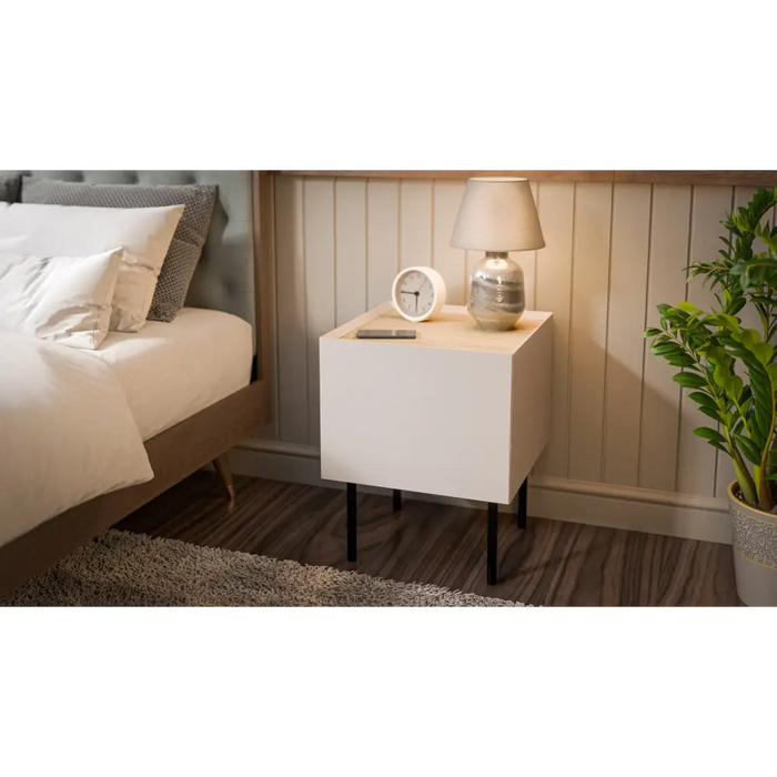Cama Bedside table 2 pcs FELLINI 40x41x60 cashmere + oiled oak top - Bedside tables made of furniture